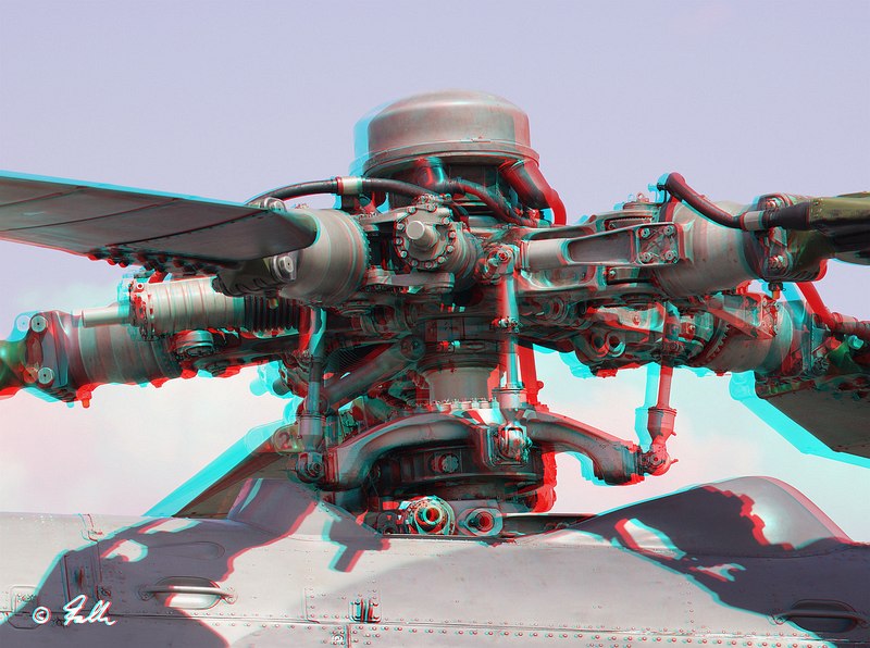 Mi-35 Rotor Head; red-cyan Anaglyph   © Falk 2016