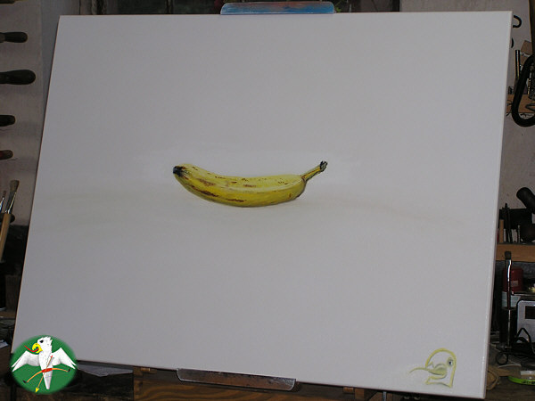 "not so very flat Banana – inspired by Adrian Monk" :-) [oil on canvas, 31.5 x 23.5 in.]   © Falk 2008