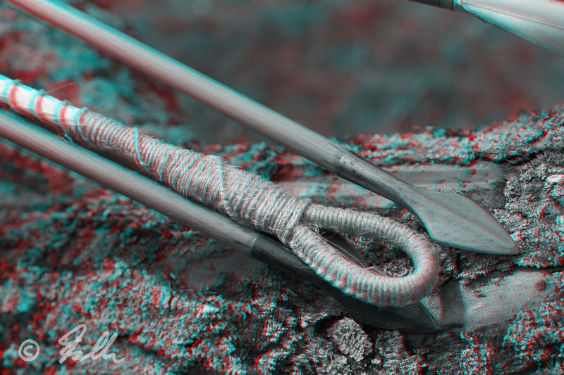 Red-Cyan Anaglyph of mediaeval style Crossbow String entirely from Linen    © Falk 2014