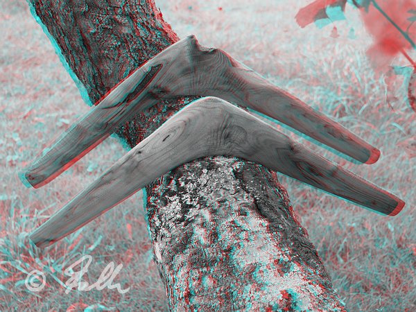 red-cyan-Anaglyph of huhe Black Locust Boomerangs