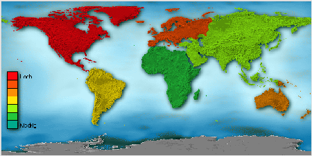 worldwide distribution of visitors in 2007   © Falk 2008